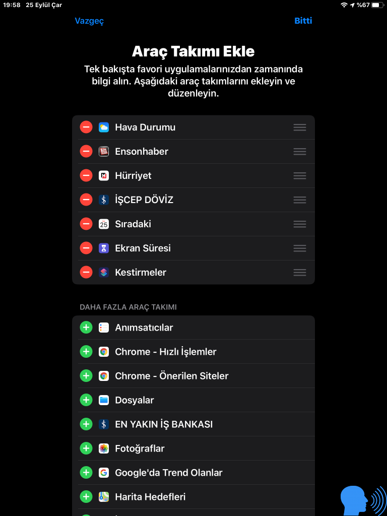 iPad Ana Ekran Widget Ayarları